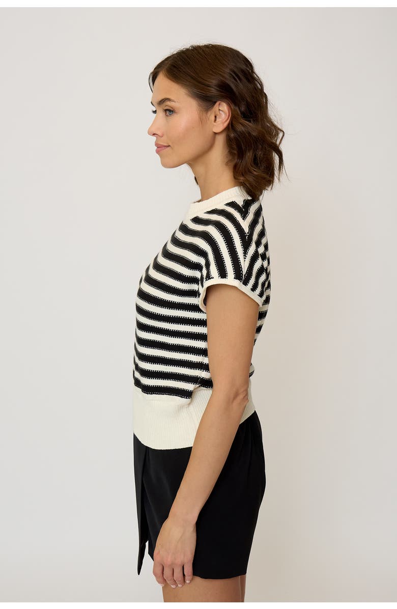 Central Park West Women's Olive Striped Stitch Dolman Top, Alternate, color, Bone