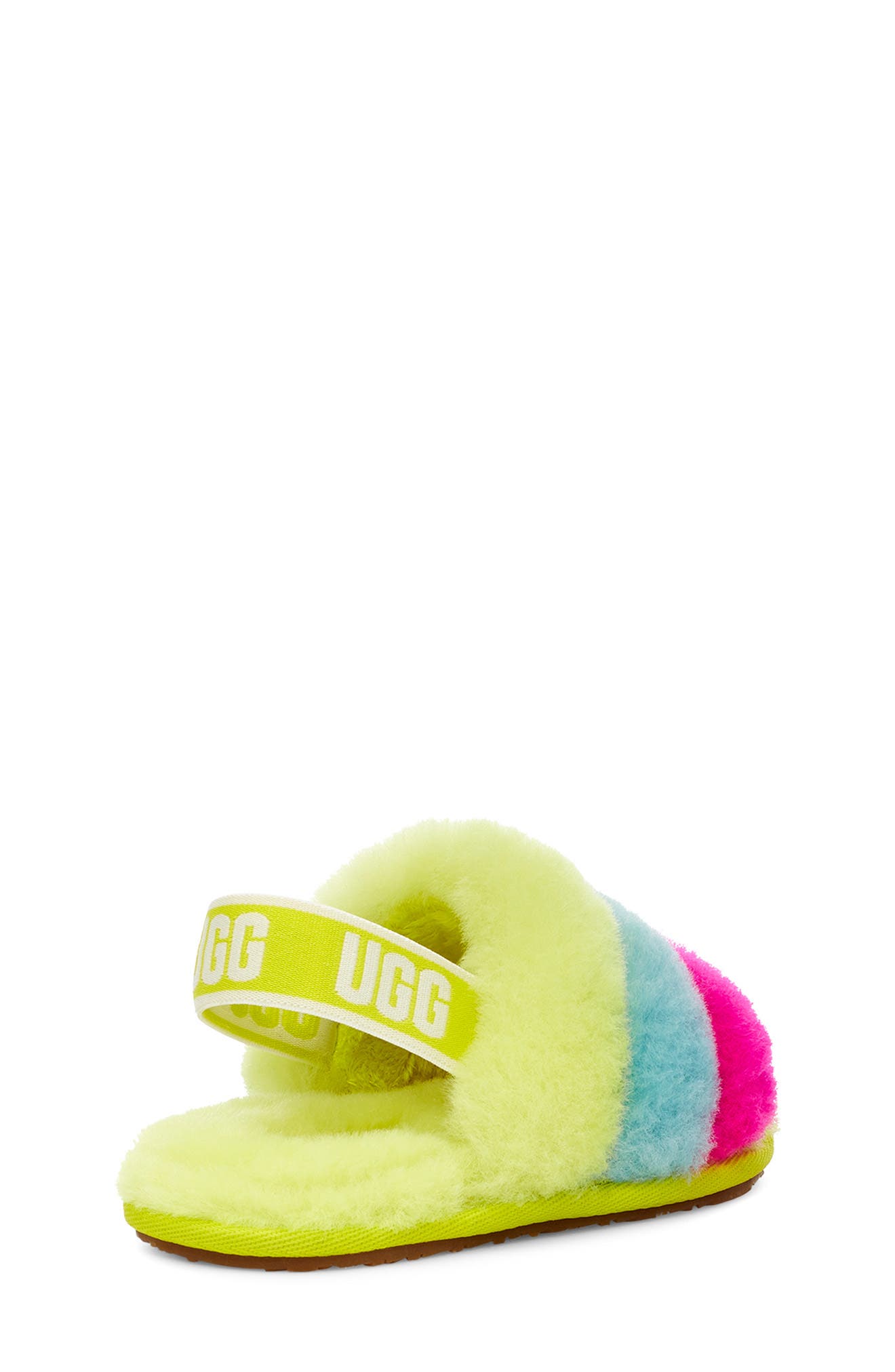 Fluff Yeah Genuine Shearling Slide Sandal, Alternate, color, NEON RAINBOW