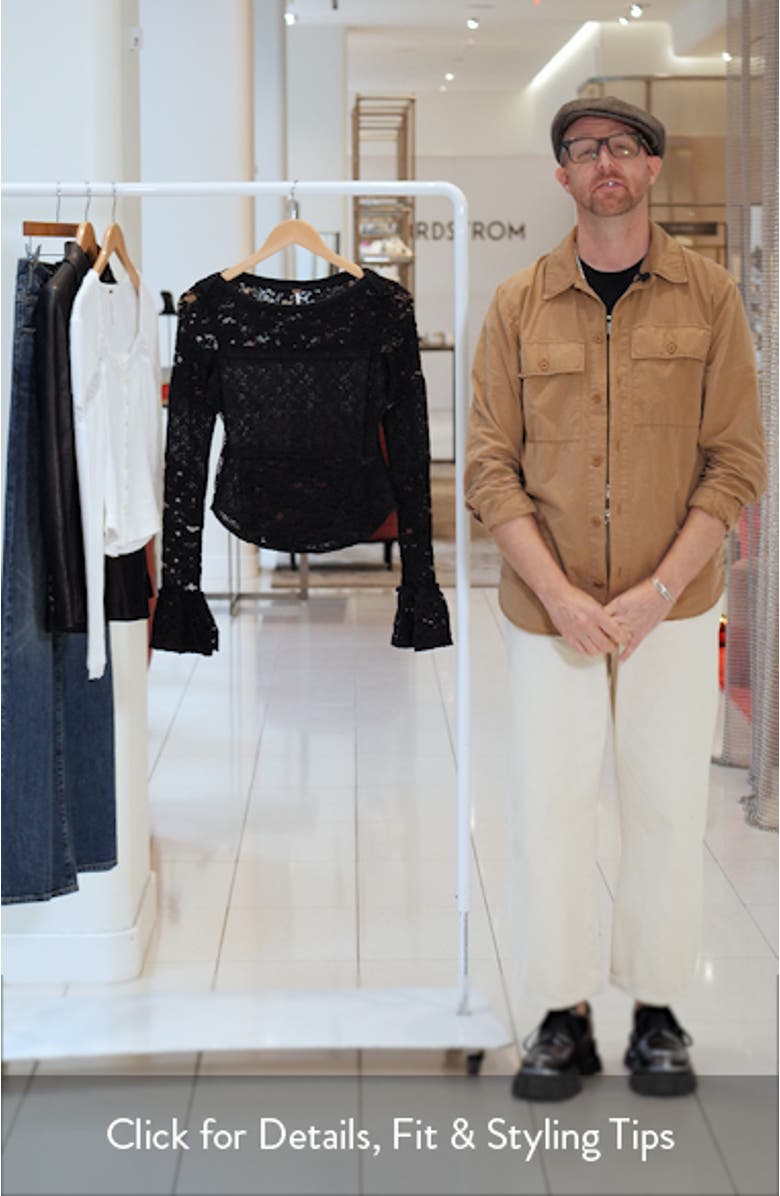 Bell Sleeve Sheer Cotton Blend Lace Top, sales video thumbnail