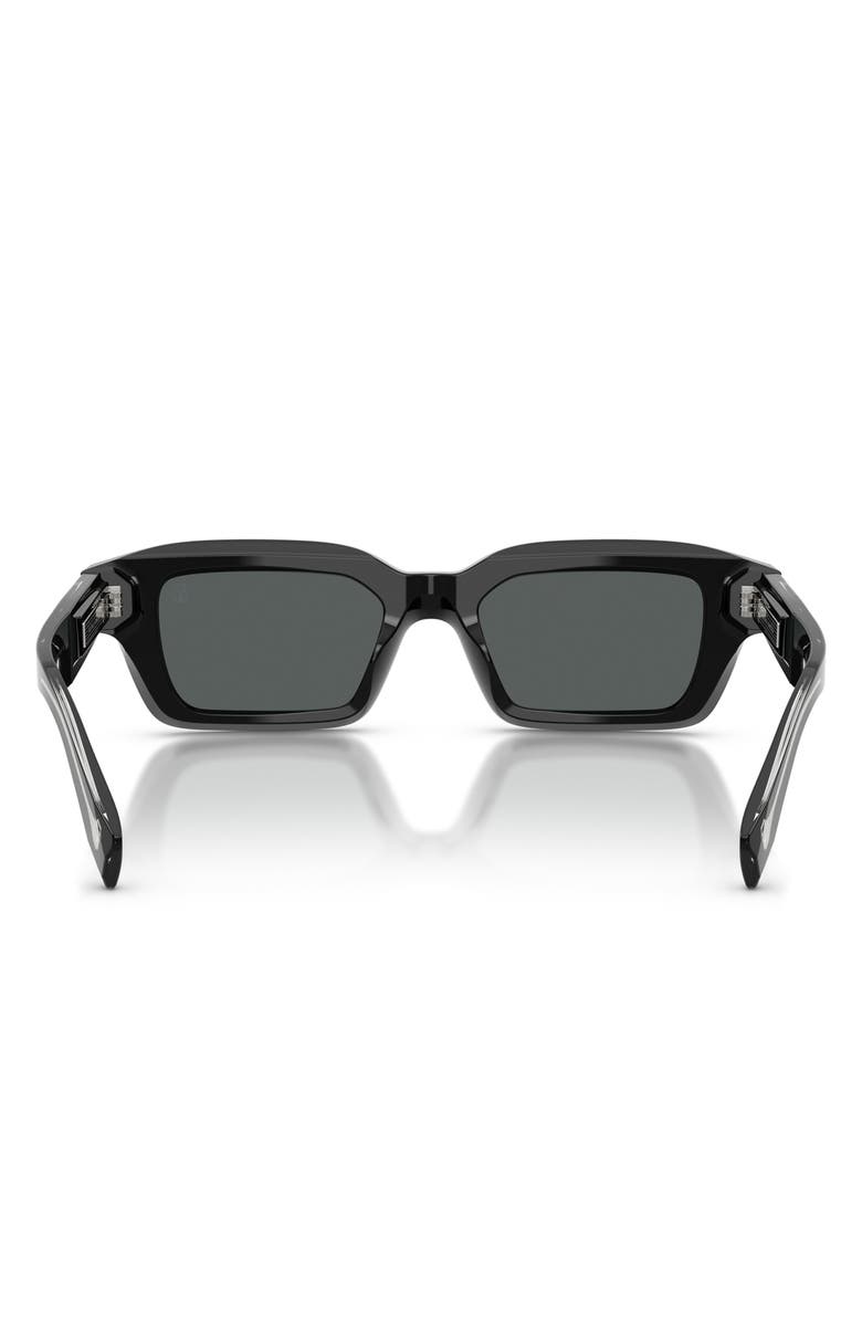 Brunello Cucinelli Marla 50mm Polarized Rectangular Sunglasses, Alternate, color, Black Polar