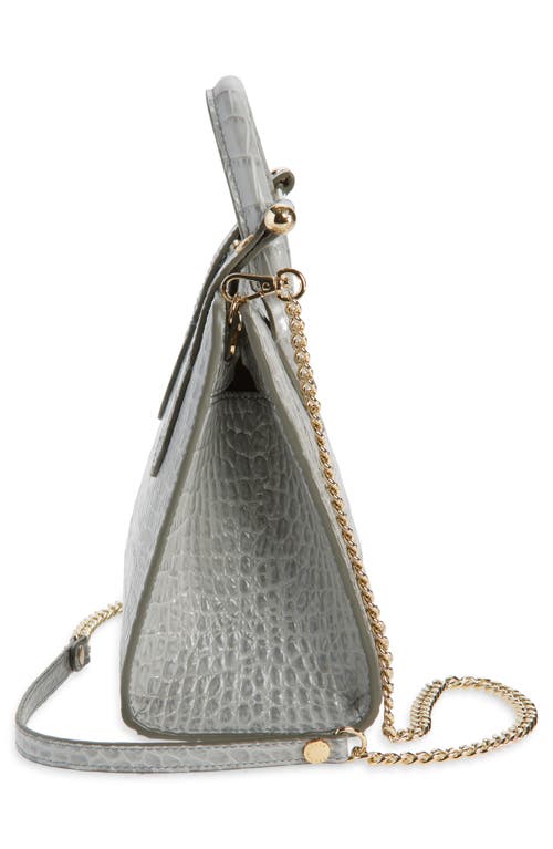 Strathberry Mini Croc Embossed Leather Tote In Gray