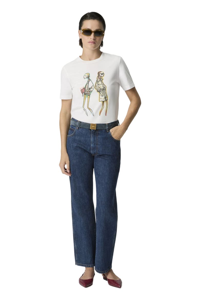 Crew-neck T-shirt In Cotton Jersey With Print And Logo, Main, color, White