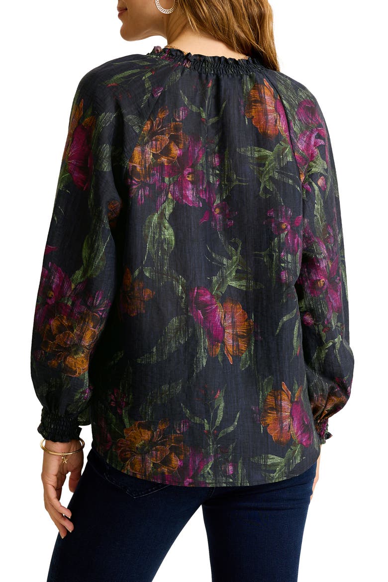 Orchid Isle Split Neck Top, Alternate, color, BLACK
