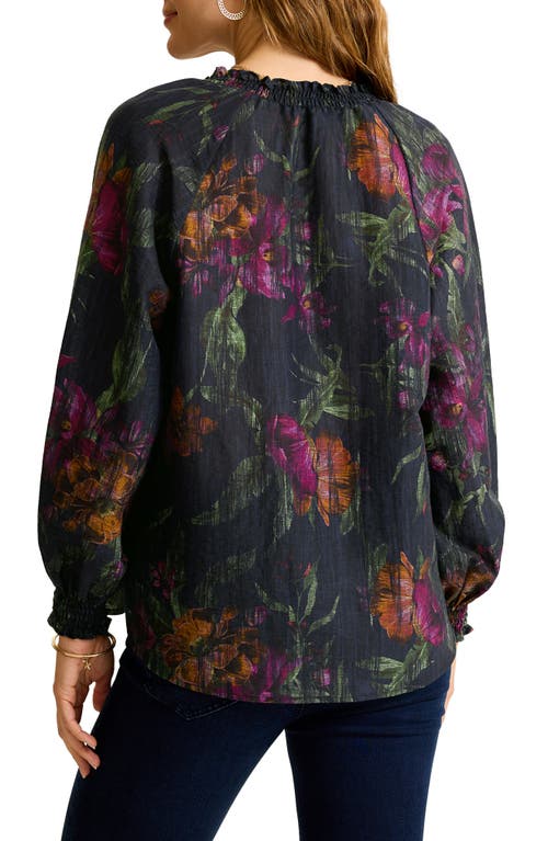 Tommy Bahama Orchid Isle Split Neck Top In Black