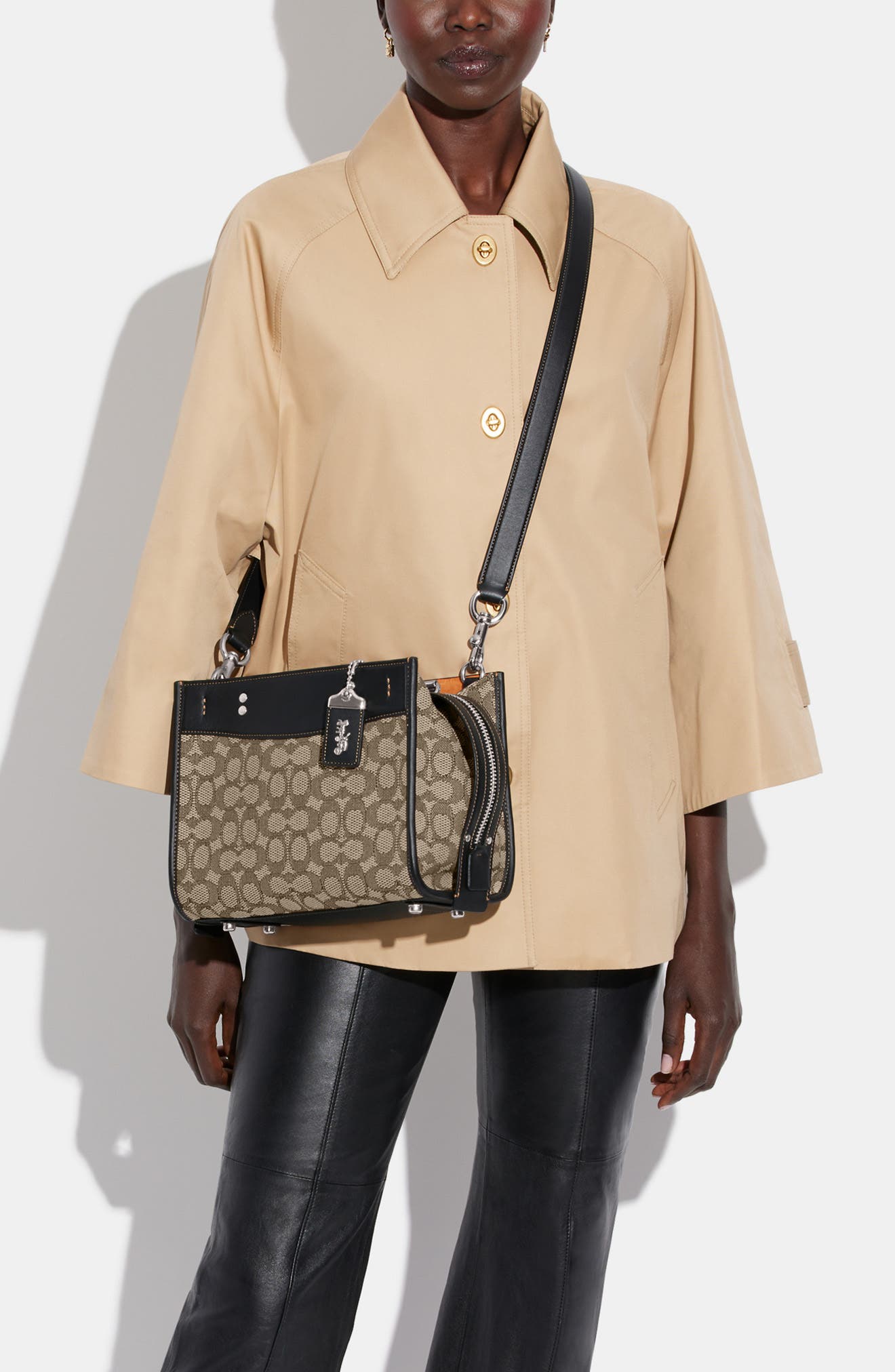 Rogue 25 Signature Jacquard & Leather Crossbody Bag (Women 
