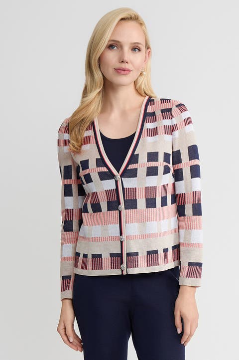 Heritage Jacquard Colorblock Knit Cardigan