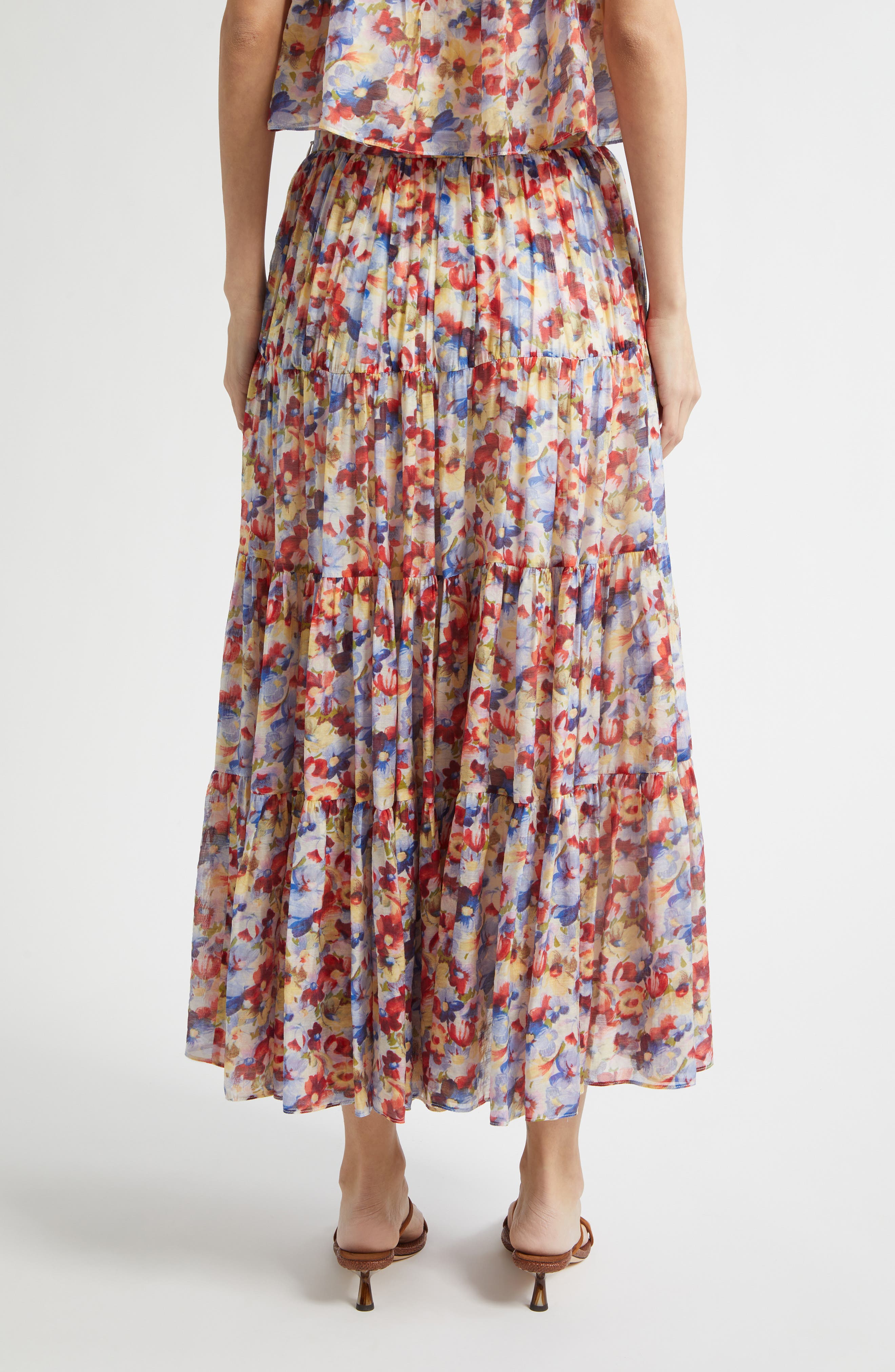 Cinq à Sept Harper Wildflower Tiered Maxi Skirt (Women) | Nordstrom