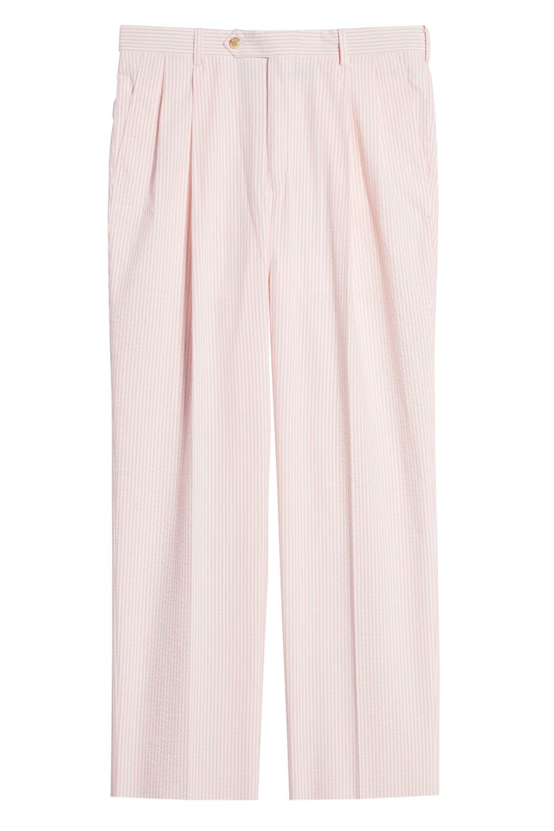 Pleated Seersucker Cotton Dress Pants, Alternate, color, PINK