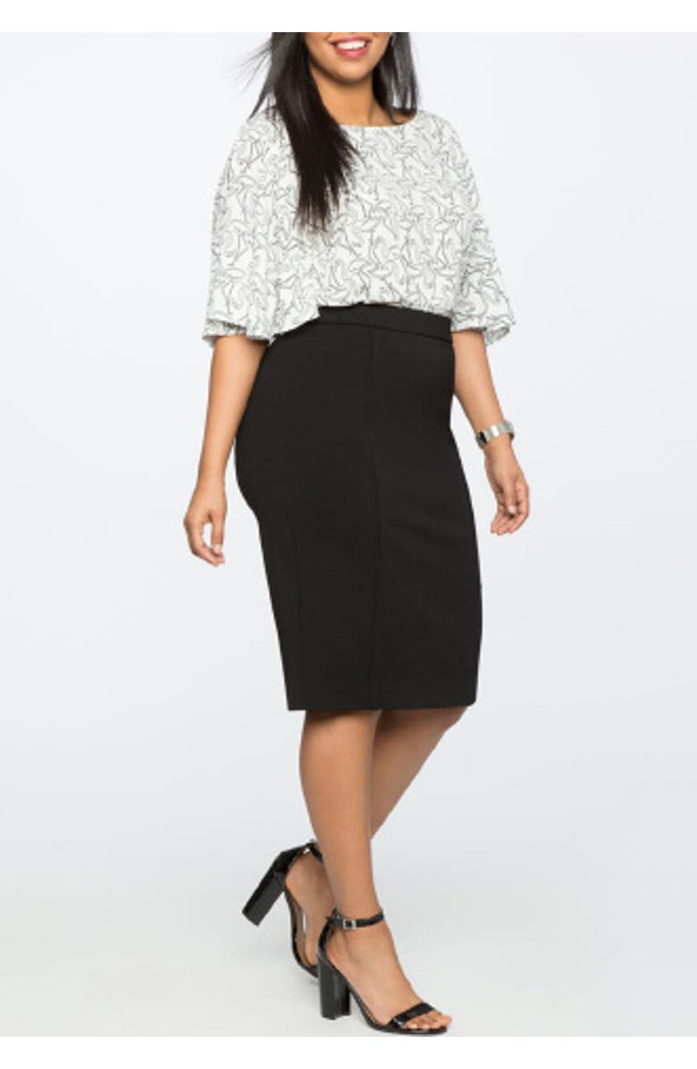 ELOQUII The Ultimate Stretch Pencil Skirt, Alternate, color, Black