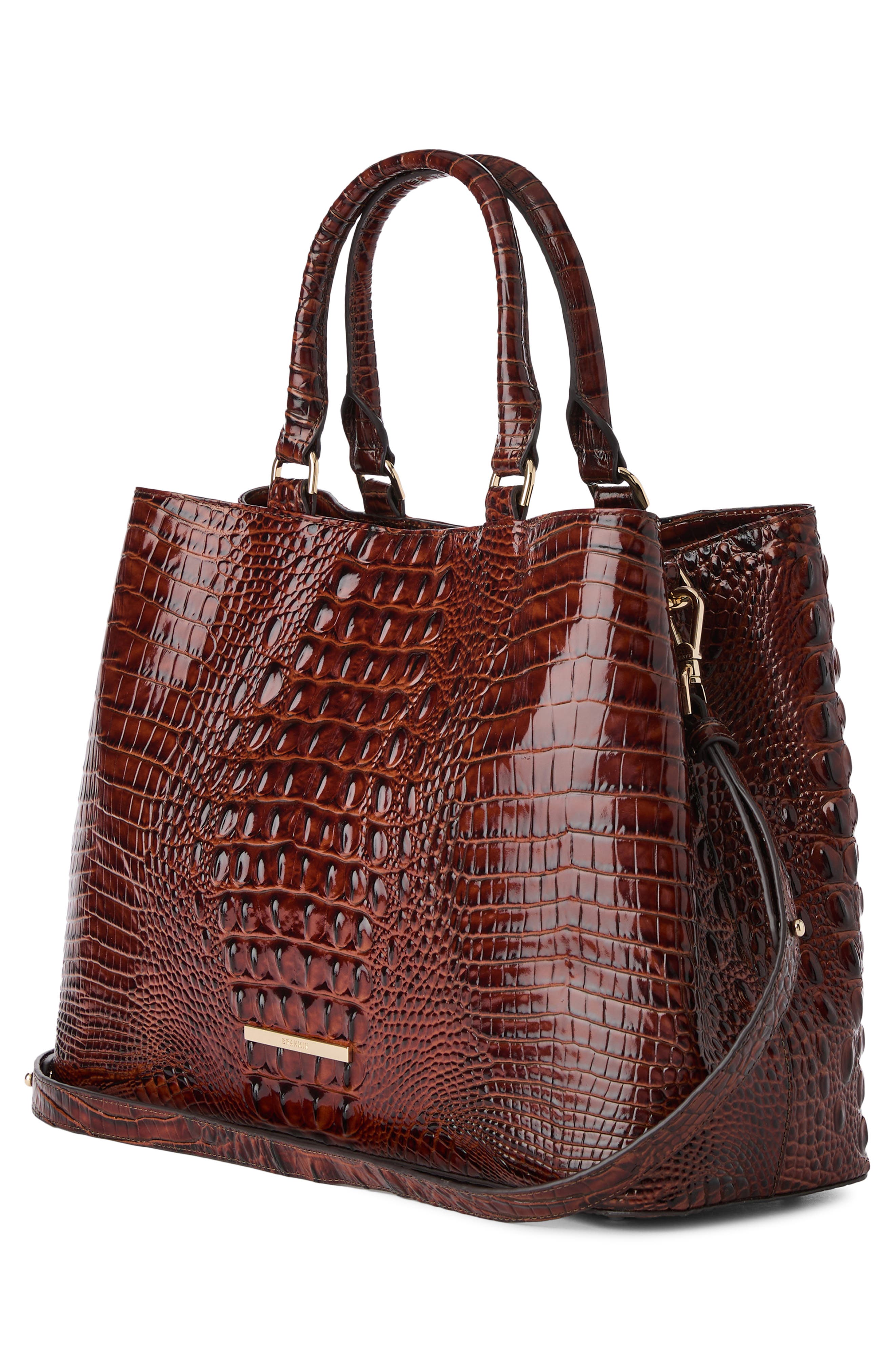 Denise Croc Embossed Leather Tote, Alternate, color, PECAN