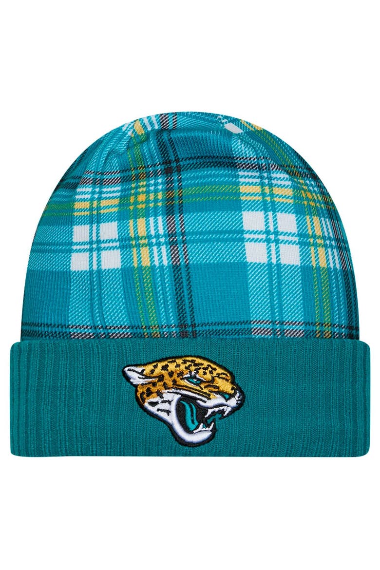 Men's New Era  Teal Jacksonville Jaguars Sideline Statement Cuffed Knit Hat, Main, color, Teal