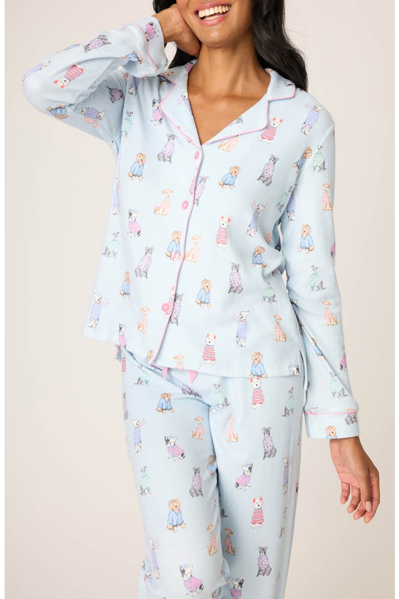 Doggone Cold Brushed Pointelle Pajamas, Alternate, color, BLUE HAZE