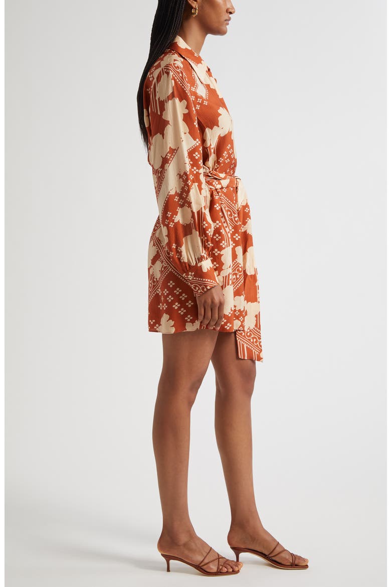 Ada Mixed Print Long Sleeve Shirtdress, Alternate, color, AMBER COMBO