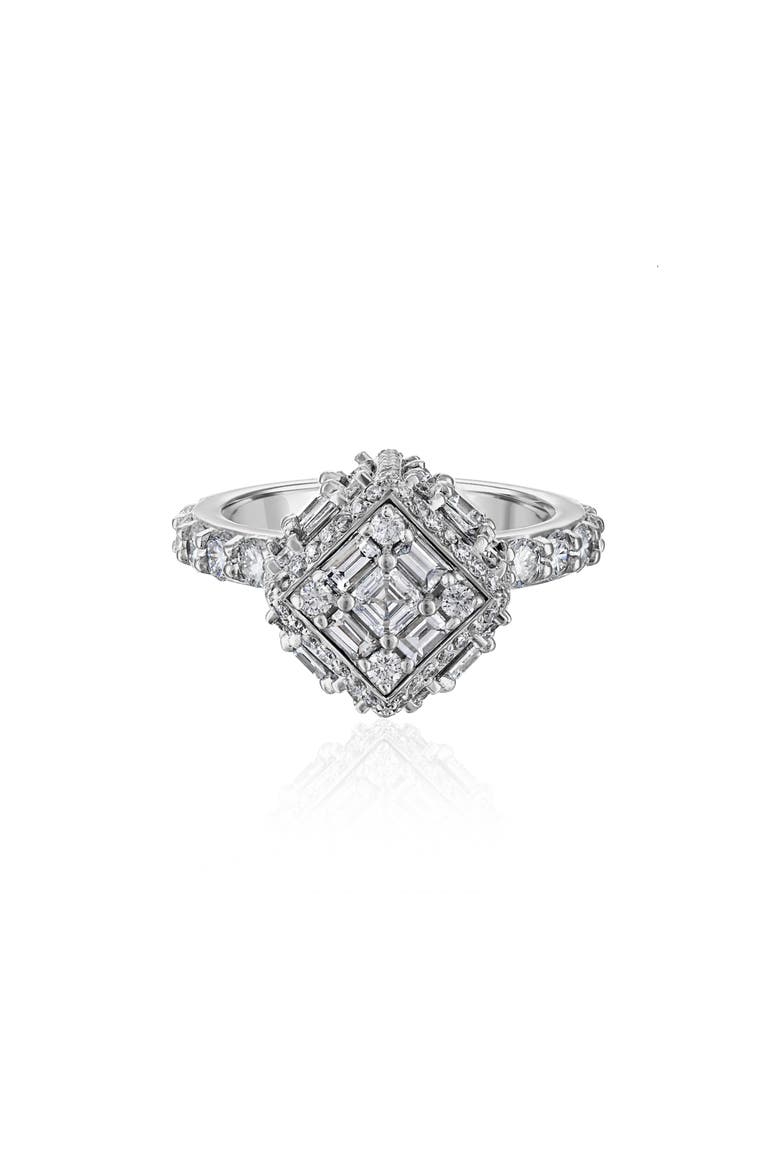 Clarity Dimensional Halo Diamond Ring, Main, color, WHITE GOLD/ DIAMOND