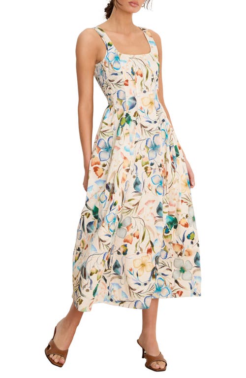 NIC+ZOE Chloe Pressed Flowers Sleeveless A-Line Dress in Neutral Multi at Nordstrom, Size X-Small