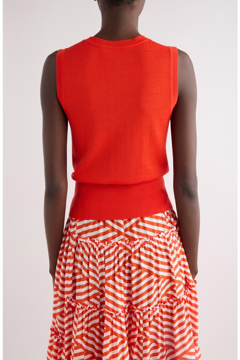 Taja Ellipses Crystal Embellished Sleeveless Merino Wool Sweater, Alternate, color, LIGHT RED