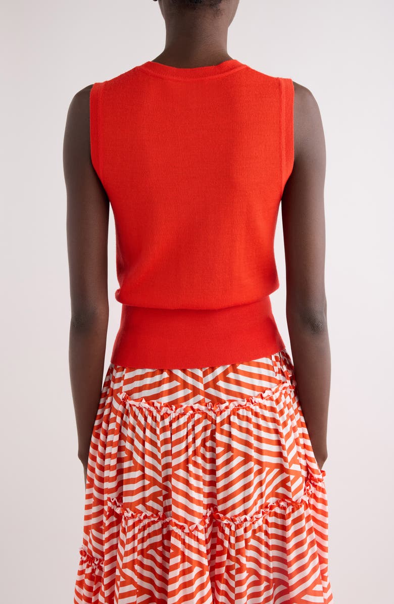 Dries Van Noten Taja Ellipses Crystal Embellished Sleeveless Merino Wool Sweater, Alternate, color, Light Red