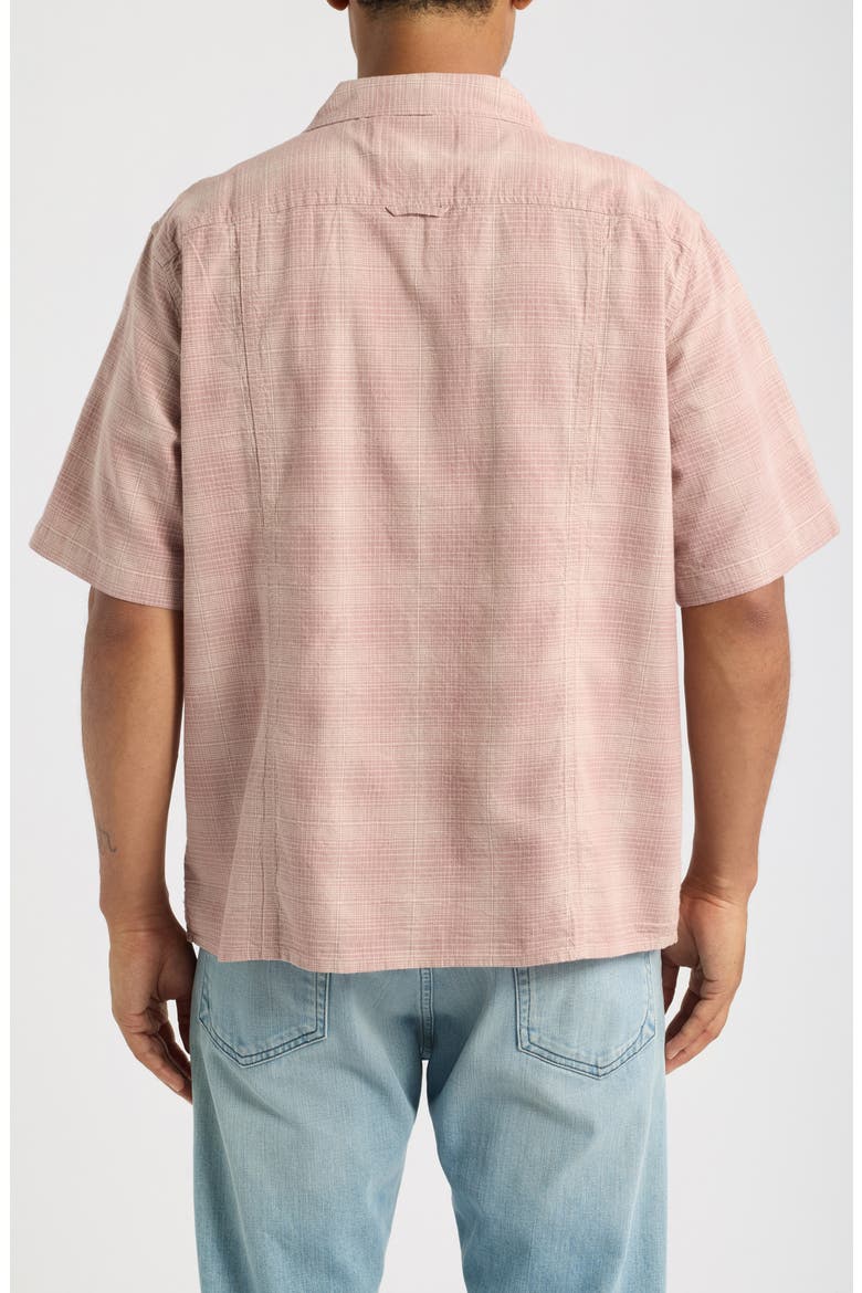 Plaid Short Sleeve Cotton & Linen Camp Shirt, Alternate, color, PNK