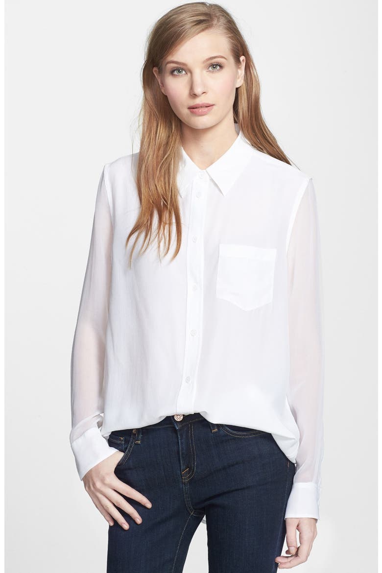 'Reese' Silk Shirt, Main, color, BRIGHT WHITE