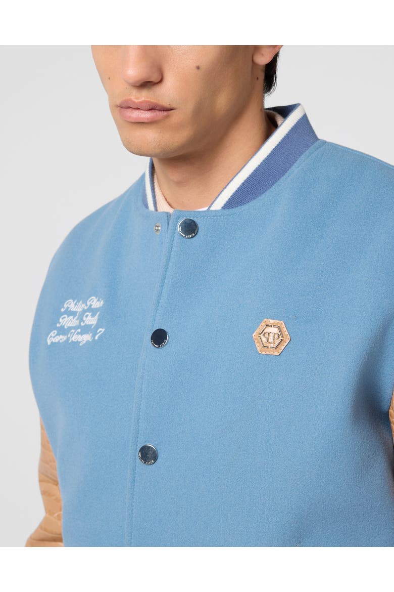 Varsity Bomber Cocco Sleeves Milan Men, Alternate, color, lightblue