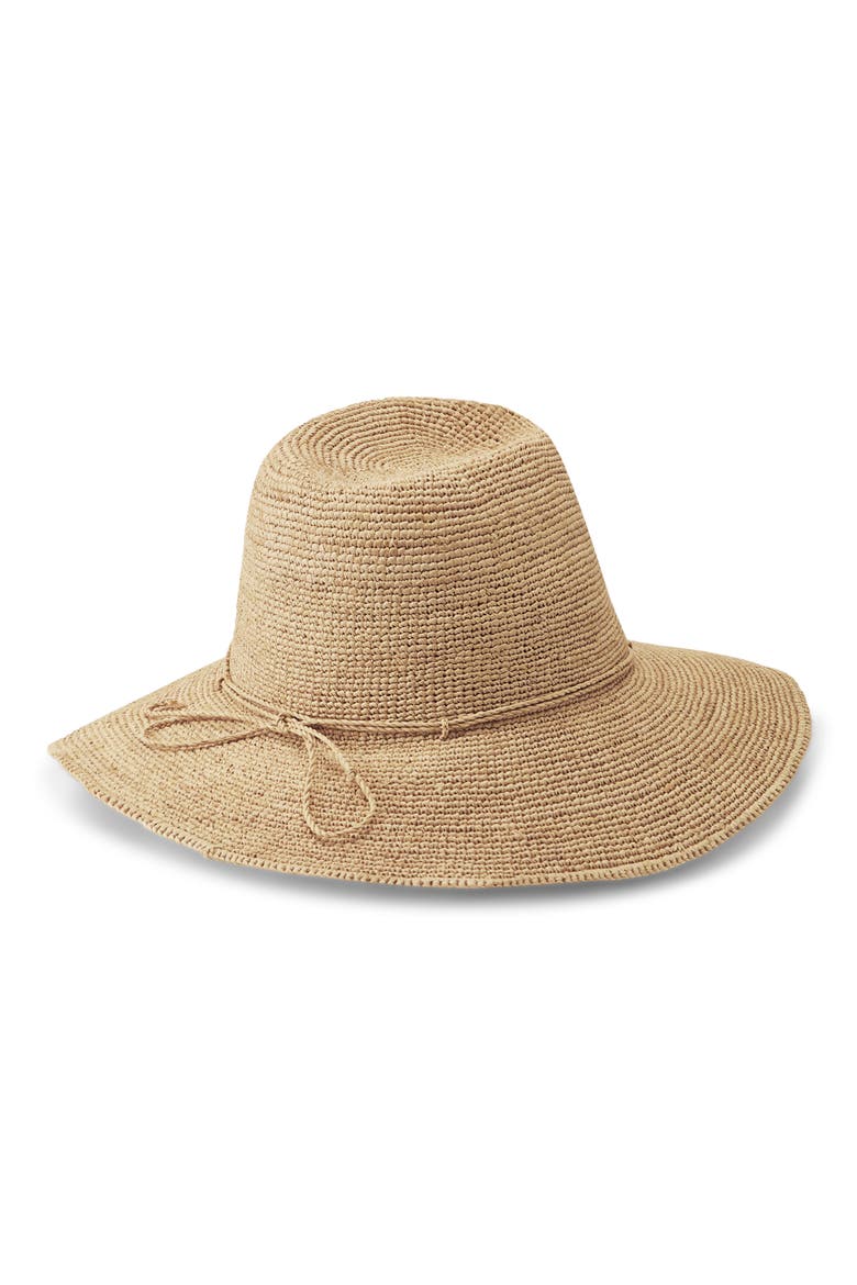 Desmonda Packable Raffia Crochet Fedora, Alternate, color, NOUGAT