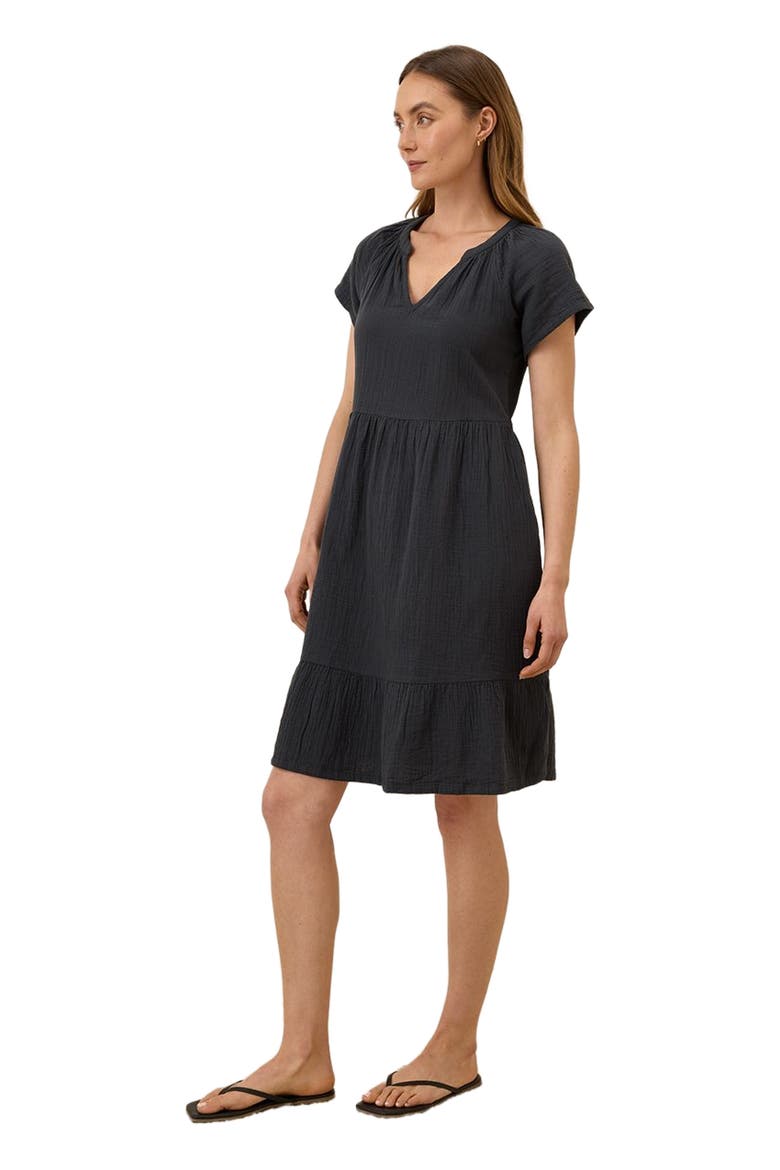 Organic Cotton Coastal Double Gauze Breezy Dress, Alternate, color, Black