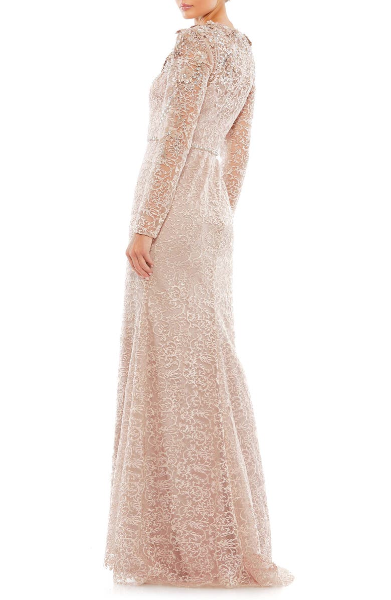 Mac Duggal Floral Filigree Long Sleeve Gown, Alternate, color, 