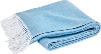 Matouk Pezzo Throw Blanket - Cerulean