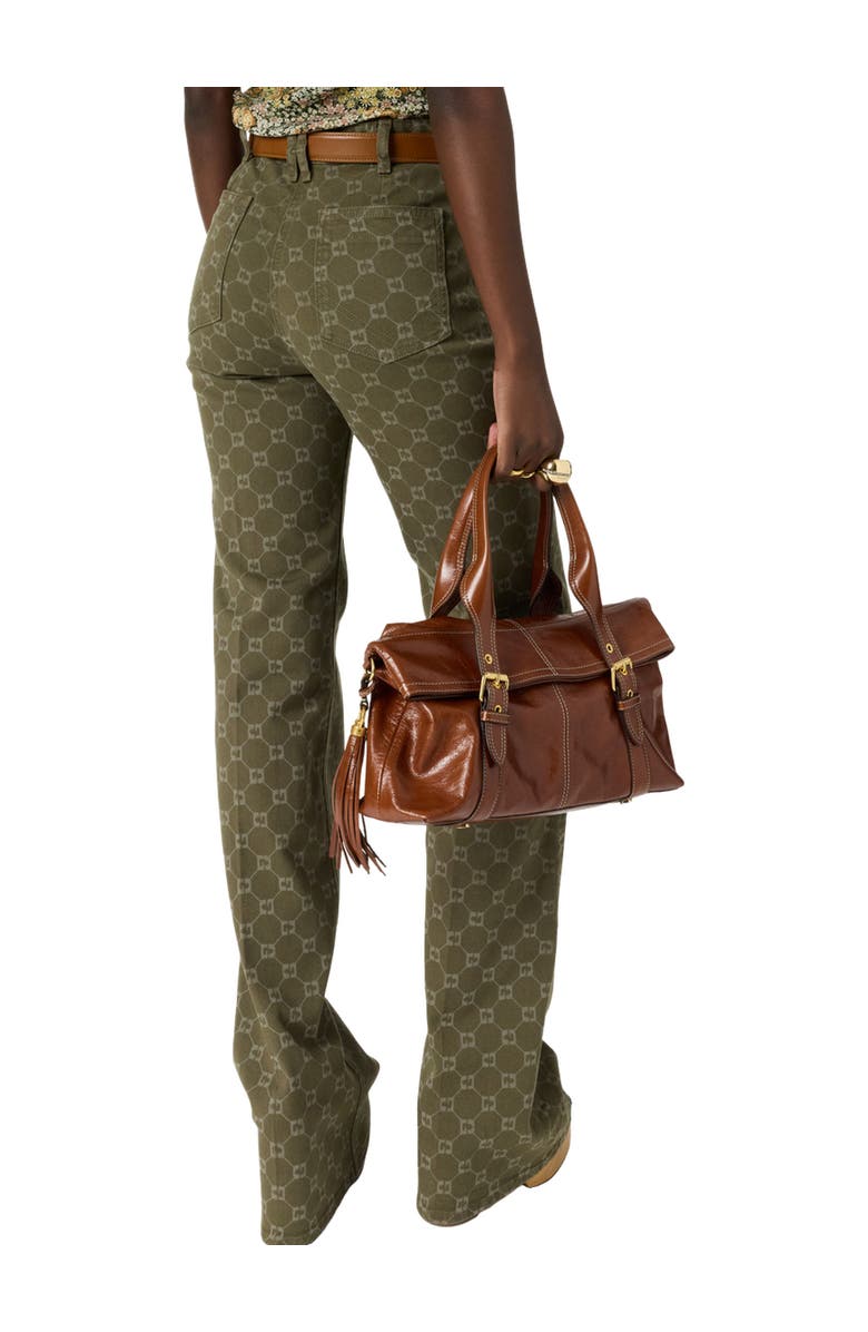 GERARD DAREL Anna Monogram Print Flared Jeans, Alternate, color, Khaki Green