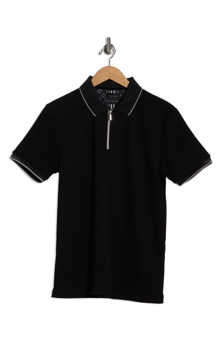Cactus Man Tipped Half Zip Knit Polo, Alternate, color, Black