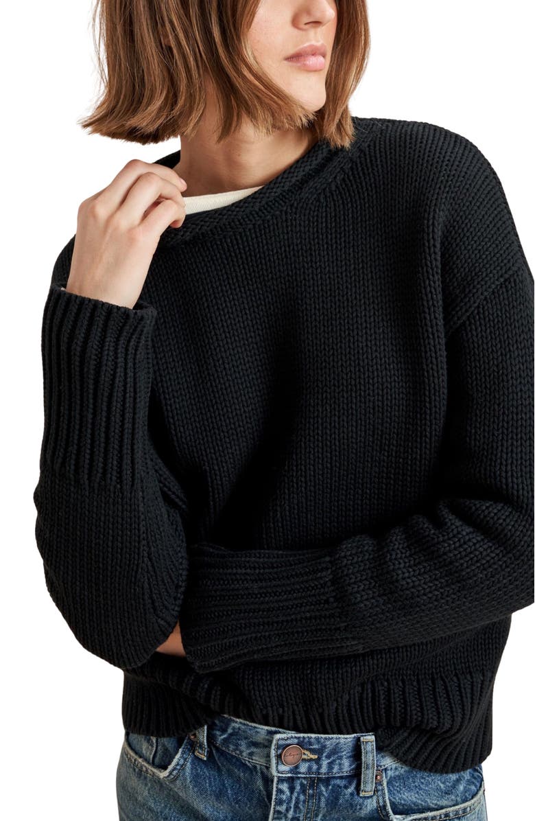 La Ligne Solid Marina Sweater, Alternate, color, Black