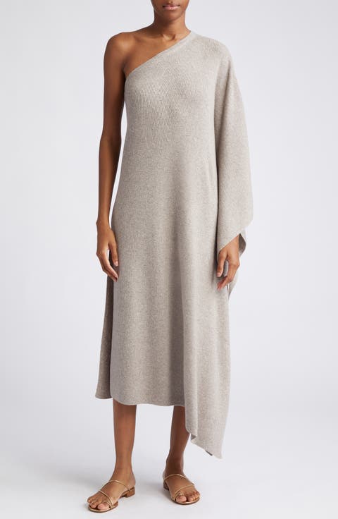 One-Shoulder Cashmere Knit Caftan