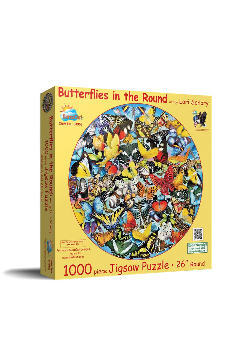 Butterflies in the Round 1000 piece Jigsaw Puzzle for Adults Round, Main, color, Multicolor