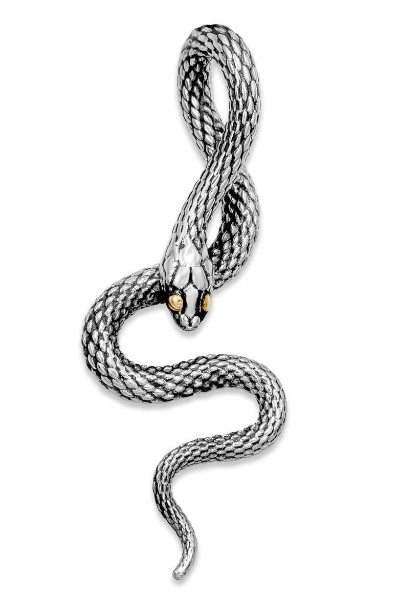 Serpent Sterling Silver Pendant, Main, color, SILVER AND GOLD