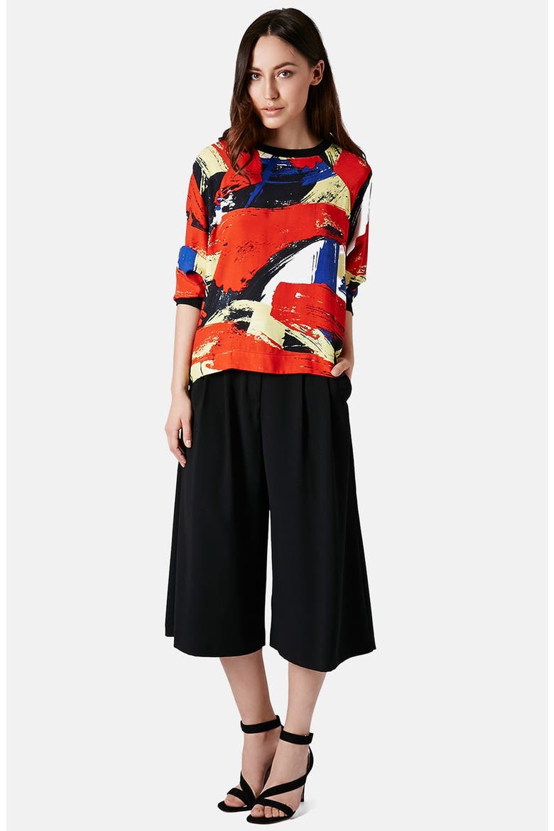 Brushstroke Pattern Sweatshirt, Alternate, color, RED MULTI