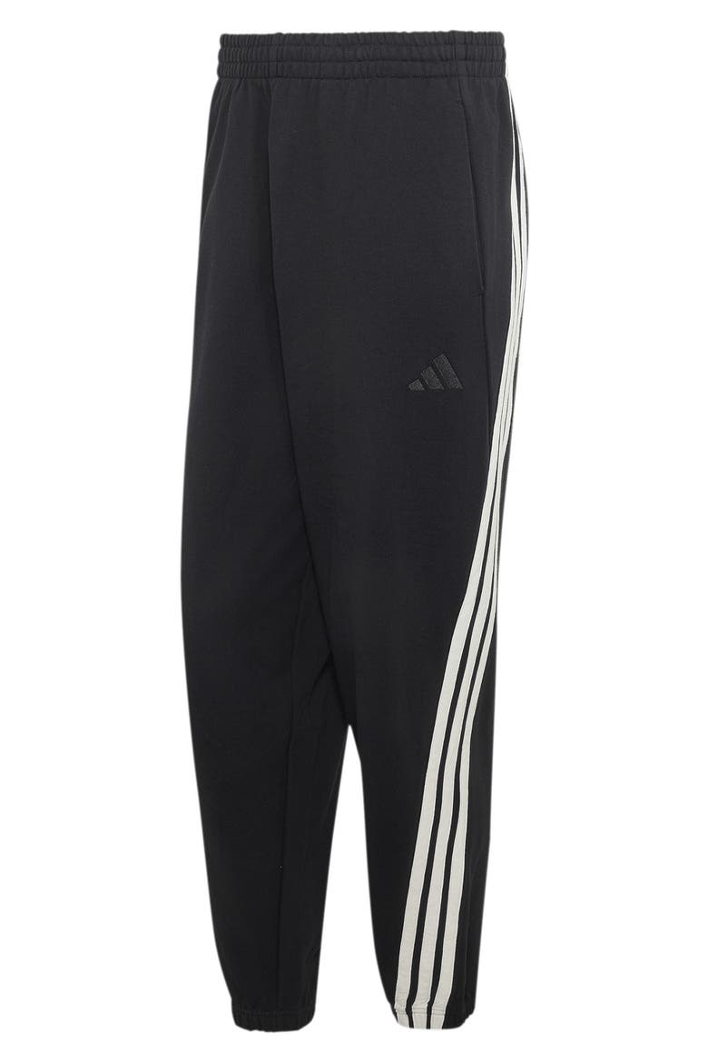 3-Stripes Fleece Sweatpants, Alternate, color, BLACK/ OFF WHITE