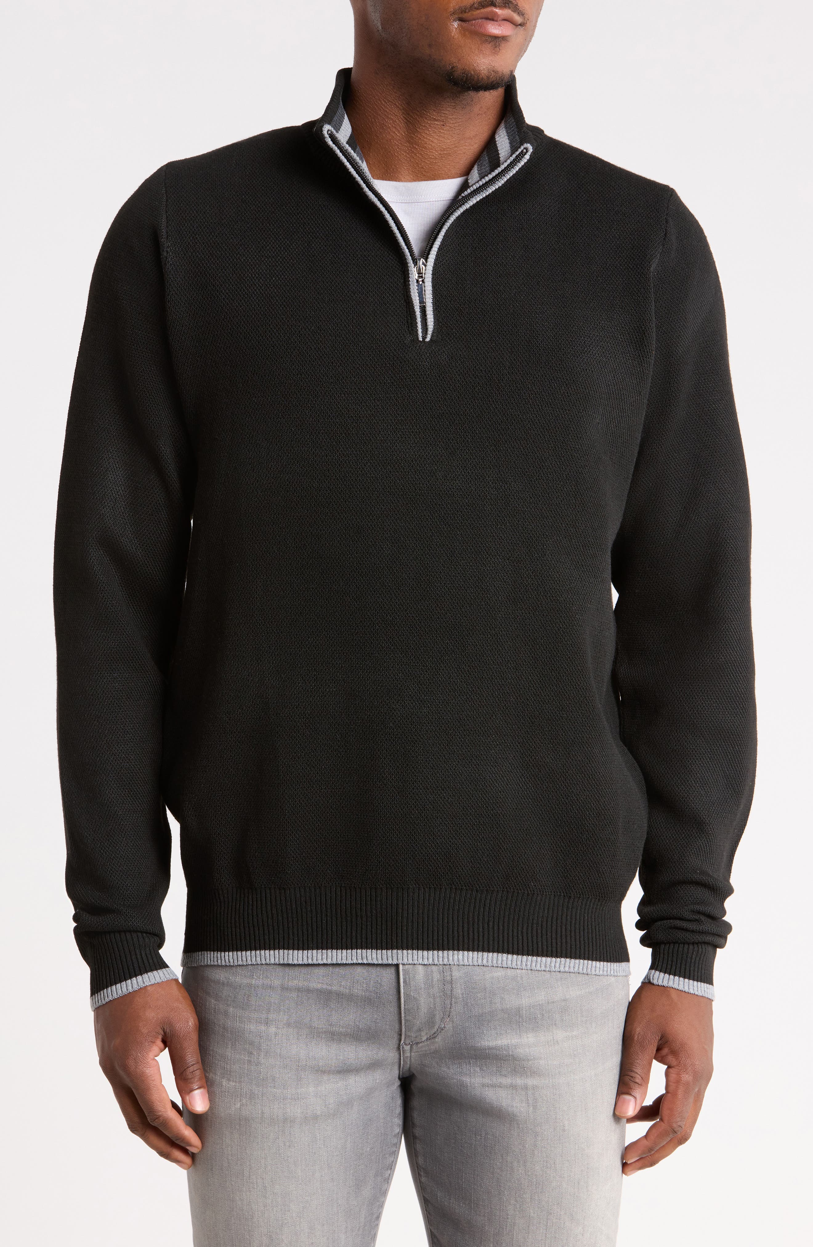 Quarter-Zip Mock Neck Sweater