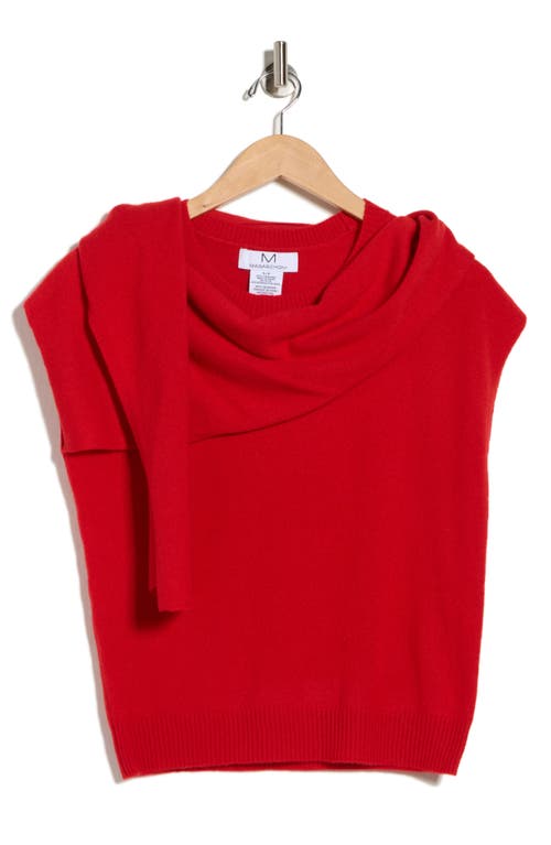 Magaschoni Cashmere Scarf Short Sleeve Sweater In Red