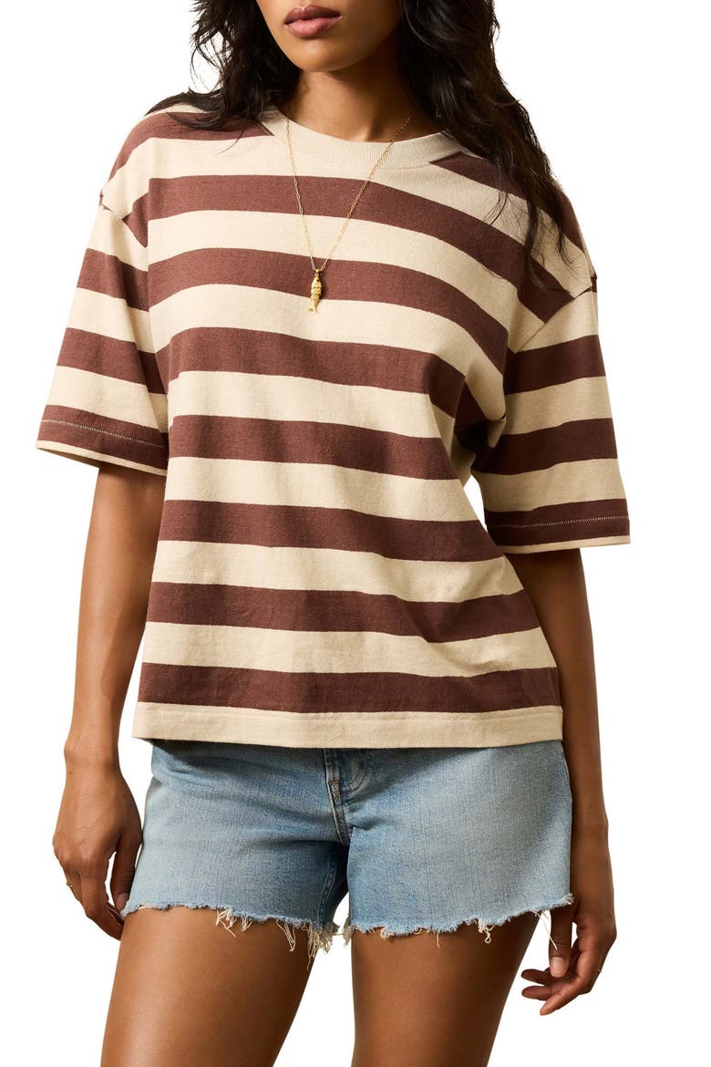 Stripe Hemp & Organic Cotton T-Shirt, Main, color, ESPRESSO STRIPE