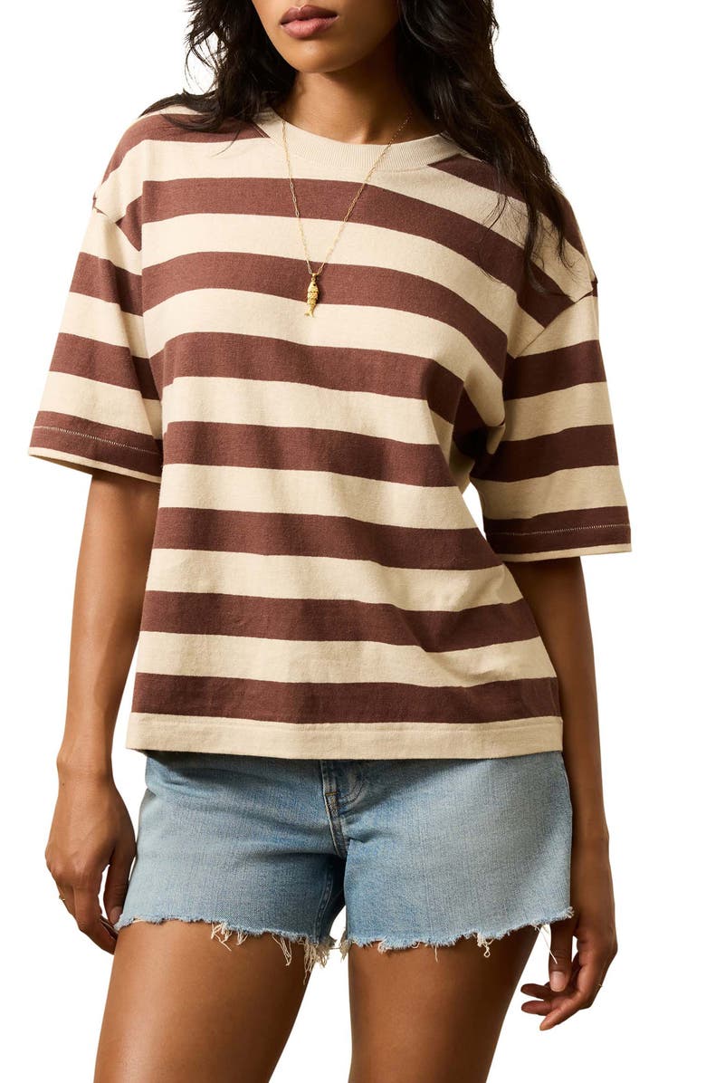 Faherty Stripe Hemp & Organic Cotton T-Shirt, Main, color, Espresso Stripe