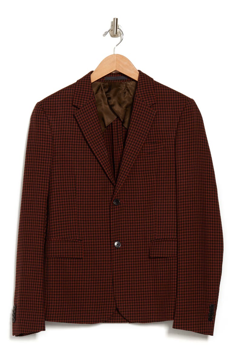 Check Print Two Button Notch Lapel Wool Sport Coat, Main, color, RUGGINE