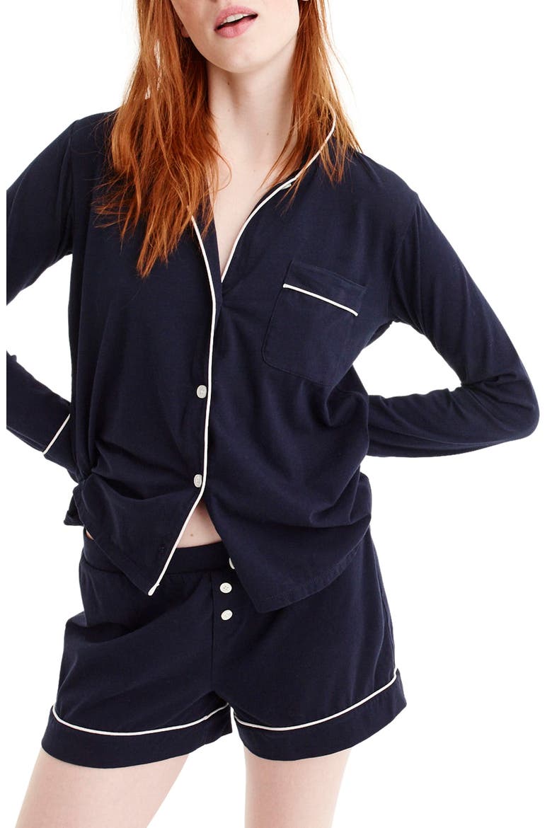 Dreamy Short Cotton Pajamas, Main, color, NAVY
