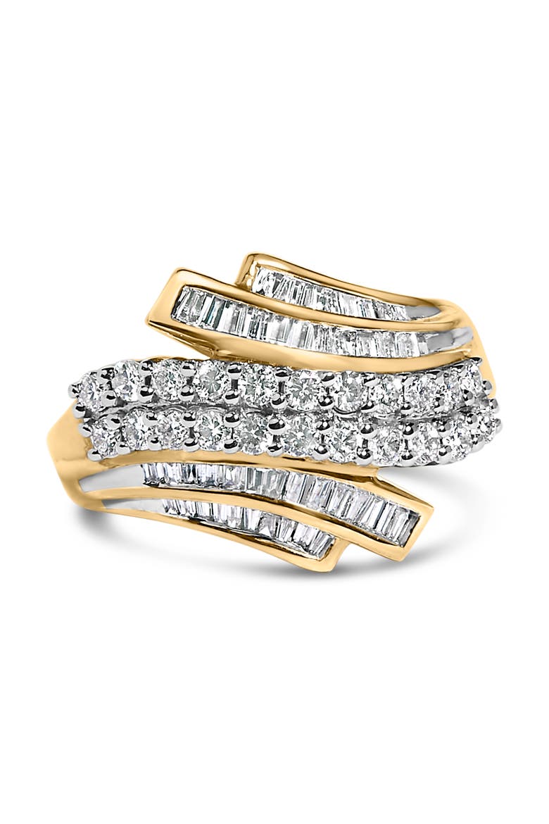 10K Gold 1.0 Cttw Diamond Bypass Style Modern Statement Ring, Main, color, Yellow Gold
