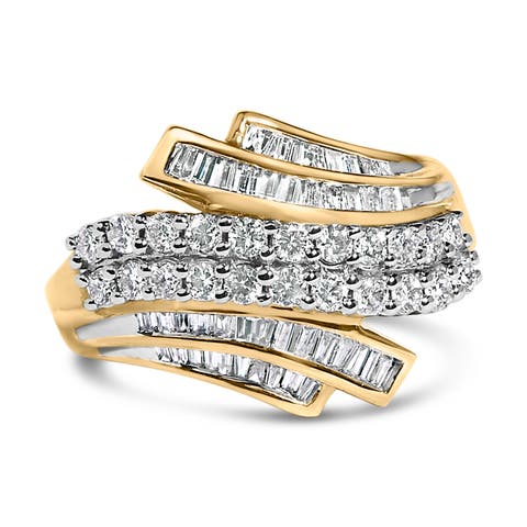 10K Gold 1.0 Cttw Diamond Bypass Style Modern Statement Ring
