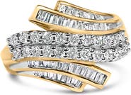 Haus of Brilliance 10K Gold 1.0 Cttw Diamond Bypass Style Modern Statement Ring