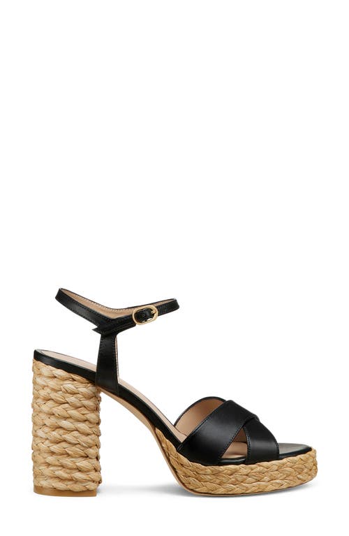 Stuart Weitzman Dayna Leather Crisscross Platform Sandals In Black/natural