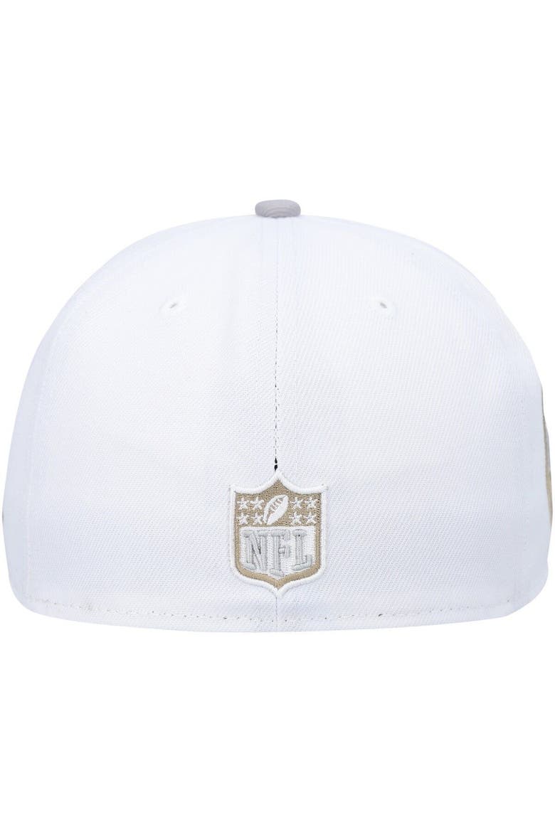 Men's New Era White/Gray Seattle Seahawks 40th Anniversary Gold Undervisor 59FIFTY Fitted Hat, Alternate, color, White
