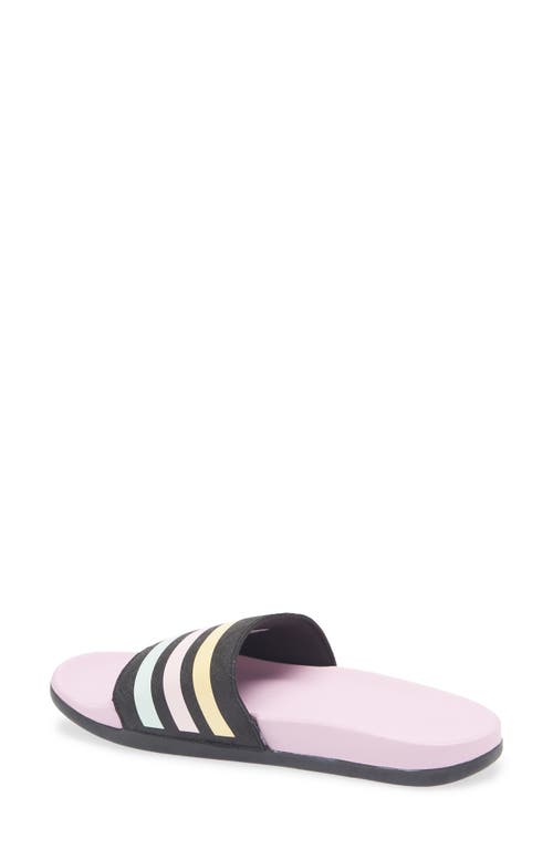 Adidas Originals Adidas Adilette Comfort Slide Sandal In Black/bliss Lilac/clear Pink