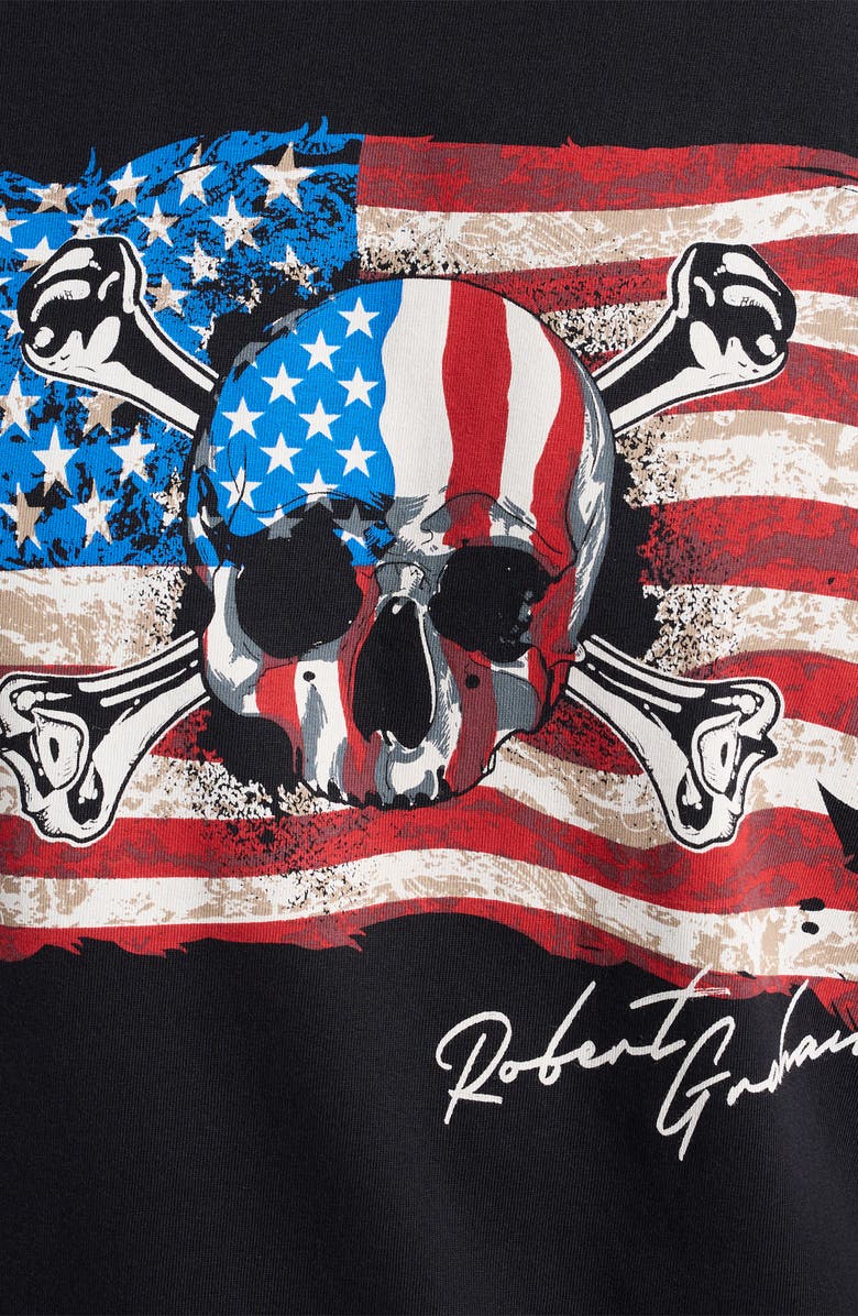 Robert Graham Skull Flag Graphic T-Shirt, Alternate, color, Black