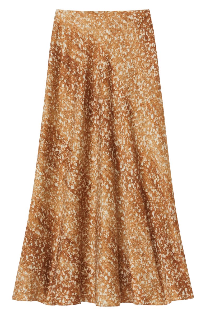 Lafayette 148 New York Floating Leaves Stretch Silk Satin Maxi Skirt, Alternate, color, Camel Multi